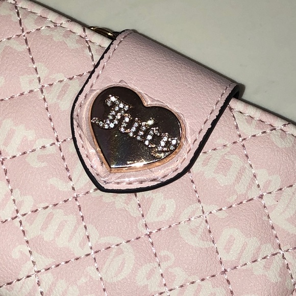 Juicy Couture Quilted Powder Blush Tonal Love Your Couture Tab Card Wallet NWT - Picture 6 of 16